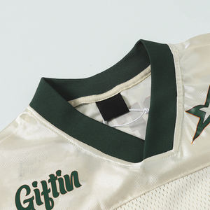 Maillot américain brodé personnalisé vêtements de football en maille à séchage rapide T-Shirt de sport en patchwork Streetwear maillot de football rétro - Product Image 5