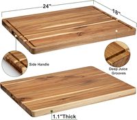 Oversized snijplank van massief acaciahout met sapgoot en handvat voor vlees, groenten en fruit, voor thuisgebruik