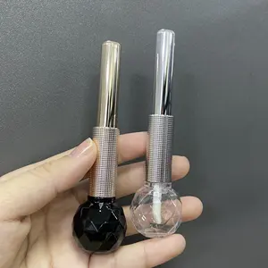 Lọ Lông Mi Hình Cầu Trong Suốt Mẫu Mới 8.6 Ml Sáng Bóng Màu Vàng Sang Trọng Bút Kẻ Mắt Hình Cầu Bằng Nhựa Rỗng Ống Son Bóng Kèm Cọ