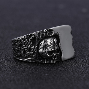 메실라이프 뉴 펑크 스타일 대형 반지 스테인리스 스틸 사각형 반지 남성용 해골 반지 - Product Image 3