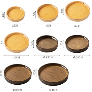 Plateau de service en bambou rond et rectangulaire pour thé, café, hôtel, fruits - Product Image 3