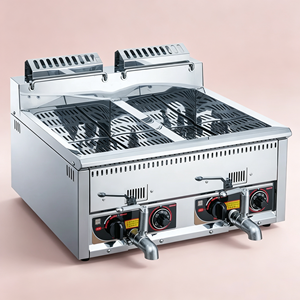 Friteuse industrielle à gaz double cuve 12L+12L pour frites, design relevable, pour comptoir, conforme aux normes alimentaires commerciales - Product Image 2