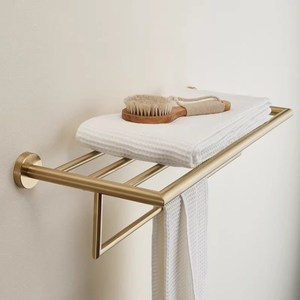 Porte-serviettes mural en acier inoxydable doré pour salle de bain, barre à serviettes simple couche - Product Image 2