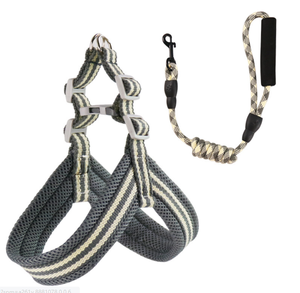 Arnés para perros de Color liso con mango de madera, Correa Xxl con vestidos para mascotas, pecho de silicona, Collar táctico de seguimiento - Product Image 6