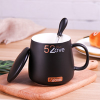 Ensemble de tasses à café en céramique mate pour couple avec couvercle, grand mug ventru, ensemble cadeau pour la maison et le bureau