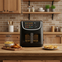 Friteuse à air numérique électrique 9L 1800W améliorée 2026 avec fonctions de rôtissage, cuisson et déshydratation, surface antiadhésive et protection contre la surchauffe