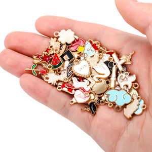 20pcs/kantong Campuran Acak Pelangi Bulan Hewan Bunga Logam Enamel Liontin Aksesoris Pembuatan Perhiasan Gelang Kalung DIY U082 - Product Image 5