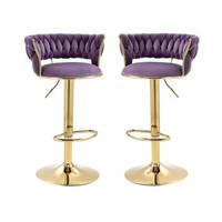 Tabouret de bar réglable pivotant à dossier court Tabouret de bar doré Tabourets de bar Tabourets de bar de luxe Tabourets de bar modernes en velours beige pour la cuisine