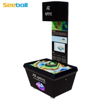 Table de sable géographique numérique Seeball avec affichage holographique 1000x1000, interaction gestuelle, thème volcanique