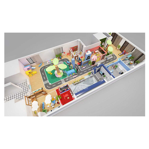 Équipement de terrain de jeu intérieur personnalisé pour parents et enfants |   <span class=keywords><strong>Parc</strong></span> d'attractions tout-en-un pour enfants : simulation de circulation et maison de jeu de rôle mini-ville - Product Image 1