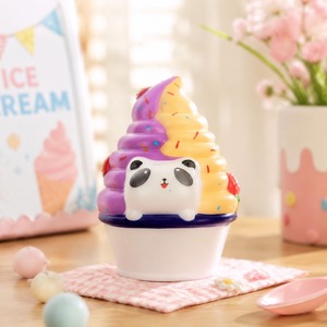 Jouet Squishy en PU à Rebond Lent en Forme de Cupcake Animal de Dessin Animé, Jouet Anti-Stress Décoratif en Forme de Crème Glacée avec Confettis Colorés, Cadeau Fidget - Product Image 2