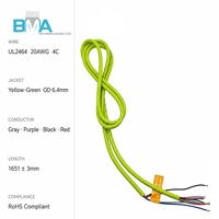 Harnais de câbles personnalisé UL2464 20AWG 4 conducteurs en cuivre étamé, 1,651 m, PVC vert, 300 V, avec étiquette pour applications électroniques