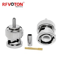 Konektor Kabel RF Lurus Crimping Tipe BNC Male M Plug Pabrik Q9 untuk Kabel Koaksial RG174 RG316 RG178 50ohm Low Loss