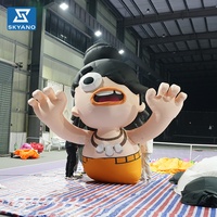 Mascotte gonflable géante personnalisée de personnage de dessin animé homme des cavernes à un œil pour la publicité et la décoration d'événements en plein air