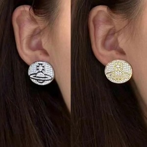 Boucles d'oreilles pendantes Saturne tendance en alliage de zircon électroplaqué avec perles, bijoux raffinés pour femmes - Product Image 2