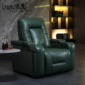 Siège de cinéma moderne en cuir véritable, fauteuil inclinable 4 places par rangée, grandes chaises vip, chaise de salle de cinéma à domicile avec porte-gobelet - Product Image 5
