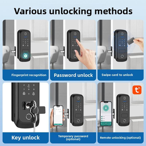 Système de serrure de porte intelligente <span class=keywords><strong>Tuya</strong></span> Ttlock <span class=keywords><strong>Aqara</strong></span> avec sonnette électronique extérieure, biométrie numérique RFID et lecteur d'empreintes digitales pour pêne dormant unique - Product Image 3