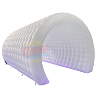 Tente tunnel gonflable durable en Oxford blanc, grande taille, imperméable, taille personnalisable, installation facile, éclairage coloré modulable pour