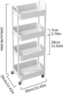 Carrito de Plástico con Ruedas, Plegable y Desmontable, Moderno, de Alta Precisión, para Almacenamiento en el Baño, Móvil, para Sala de Estar, para Guardar Aperitivos - Product Image 2
