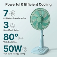 Ventilateur sur pied 2-en-1 de 16 pouces, puissant, 7 pales, oscillation à 80 degrés, silencieux, pour le refroidissement de la maison et du salon