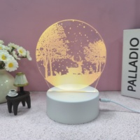 Lampu Malam LED Natal Akrilik 3D Ilusi Cahaya Putih Hangat USB Tombol Peredup Lampu Tidur Dekorasi Meja Samping Tempat Tidur Hadiah
