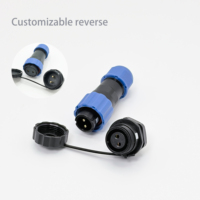 Connecteurs de câble LED étanches IP68 SD13 25A 10A 5A à 1/2/3/4/5/6/7 broches, avec bride et écrou arrière, prise aviation mâle/femelle