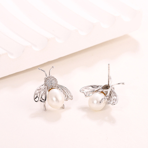 Grandes boucles <span class=keywords><strong>d</strong></span>'oreilles pendantes en or et en or rose pour femmes, boucles <span class=keywords><strong>d</strong></span>'oreilles pendantes <span class=keywords><strong>d</strong></span>élicates en perles <span class=keywords><strong>d</strong></span>'argent pour mariage - Product Image 5