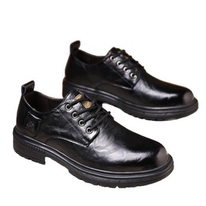 Chaussures décontractées pour hommes en cuir à lacets, bout rond, semelle extérieure en caoutchouc antidérapante, semelle intermédiaire en EVA, couleur unie, style professionnel - Product Image 5