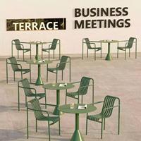 Ensemble de table et de chaises d'extérieur en alliage d'aluminium moderne, trois pièces, pour cour, terrasse, hôtel, usage de loisirs