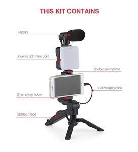 Kit de vlog pour smartphone avec lumière LED de remplissage pour selfie, microphone, trépied, accessoires pour la création de vidéos en direct et de vlogs - Product Image 5
