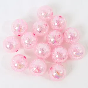 20 MM Plain Acrylic New Chunky Bubblegum beads Crackle gumball Beads para Jóias Fazendo Contas transparentes Shinny Acrílico