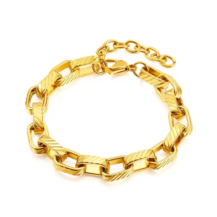 2pcs/set Fashionable Stainless Steel Gold Plated Bold Chain