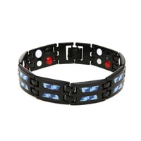 Vente en gros de bijoux : Collier et bracelet en corde plaquée noire, style bracelet manchette, en acier inoxydable de bonne qualité pour hommes