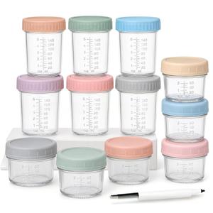 Frascos de Vidrio para Almacenar Alimentos para Bebés con Tapas (Juego de 12 Unidades de 4/8 oz), Reutilizables, Aptos para Refrigerador/Congelador, Microondas y Lavavajillas - Product Image 6