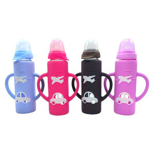 <span class=keywords><strong>Biberon</strong></span> en verre personnalisé de 120ml 240ml avec manchon et poignée en silicone à bouche standard droite pour <span class=keywords><strong>nouveau</strong></span>-nés - Product Image 2