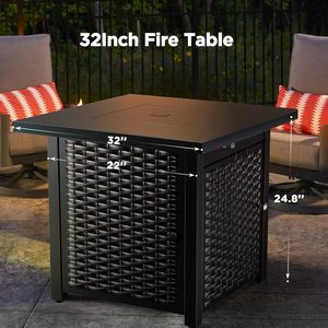Modern <b>Garden</b> <b>Fire</b> <b>Pit</b> <b>Table</b> Outdoor Natural Gas Steel Powder Coated Lid 50000-74999 BTU Indoor/Outdoor 81.2D X 81.2W X 63.5H cm - Product Image 5