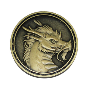China dragón 3D latón antiguo de Metal Chellenge moneda para recuerdo - Product Image 2