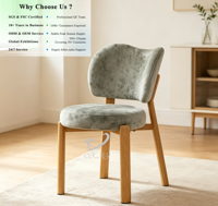 Chaise de salle à manger OKAY Furniture, revêtement en velours gris clair, dossier incurvé, ressorts ensachés