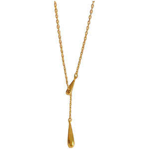 Venta caliente colgante de gota de agua de acero inoxidable collares en forma de Y sin deslustre para mujeres - Product Image 5