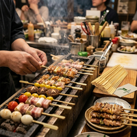 Bâtonnets Teppo en bambou naturel, jetables et biodégradables, pour drapeaux de table et brochettes Yakitori japonais, pour les grillades à domicile et en magasin de proximité