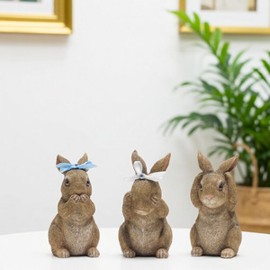 Figurine de lapin mignon en résine de polyester, décoration de Pâques pour la maison, ornement festif, statue miniature de lapin pour le bureau - Product Image 2