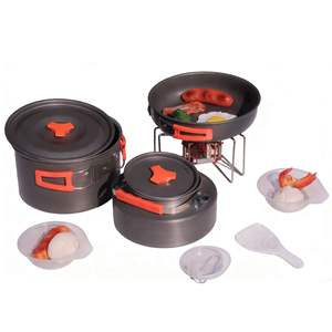 Ensemble de cuisine d'extérieur 3-4L, casseroles et poêles antiadhésives portables pour le camping, vaisselle pour 2-3 personnes - Product Image 2