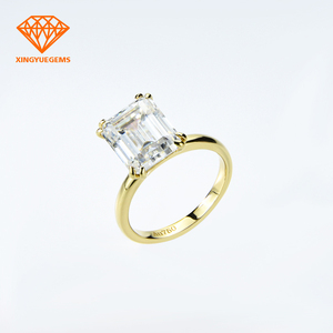 Bán Hot 18K Vàng Gold <span class=keywords><strong>Jewelery</strong></span>/Trang Sức DEF Màu Emerald Cut Kim Cương Moissanite Nhẫn Cưới - Product Image 2