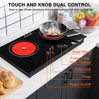 Table de cuisson électrique 4000W, plaque à induction 2 brûleurs, 9 réglages de puissance, mode maintien au chaud, commande tactile intégrée, contrôlée par application, pour la maison