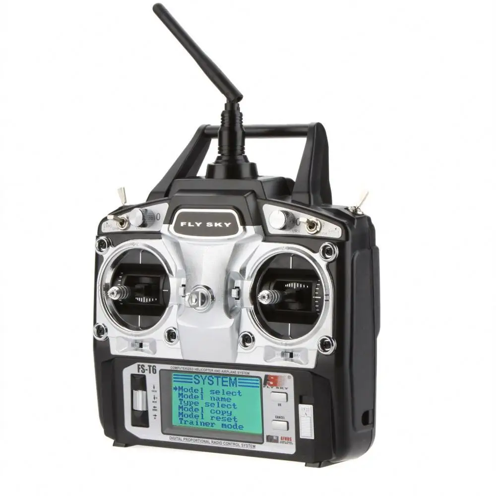 Flysky Fs T6 2.4G 6Ch Rc Radio Control Transmitter And Fs- R6b Receiver System For Drone