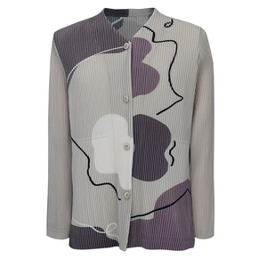 Plus Size Issey Miyake Pleated Bomber <strong>Jacket</strong> Loose England Style Spring Pattern Printed Long-sleeve Polyester <strong>Men's</strong> Casual <strong>Cool</strong> - Product Image 5
