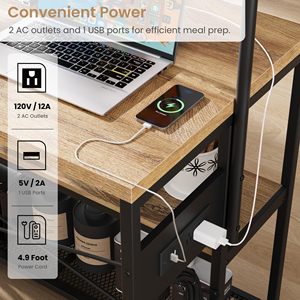 Mesa de Desayuno Industrial de Madera SENYU con 2 Taburetes, Isla de Cocina con Estante de Almacenamiento, Diseño Multifuncional - Product Image 6