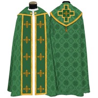Chape liturgique du clergé catholique, chape brodée avec croix, vêtement de prêtre, robe de culte religieux, 4 couleurs liturgiques disponibles