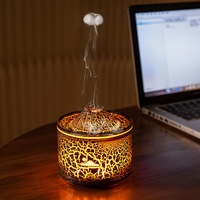 Humidificateur ultrasonique portable de 250 ml en forme de volcan à fissures légères, diffuseur d'arômes à flamme 3D, diffuseur de parfum, machine à diffuser des odeurs