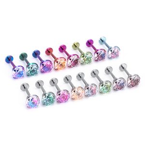 أقراط وردية من سبيكة التيتانيوم ASTM F136 بتصميم وردة مثمنة مرصعة بالزركونيا المكعبة 5A، بجودة طبية ومضادة للحساسية - Product Image 3